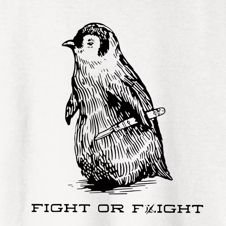 Fight Or Flight Funny Penguin Pun Fight Women's Crop Top Tee