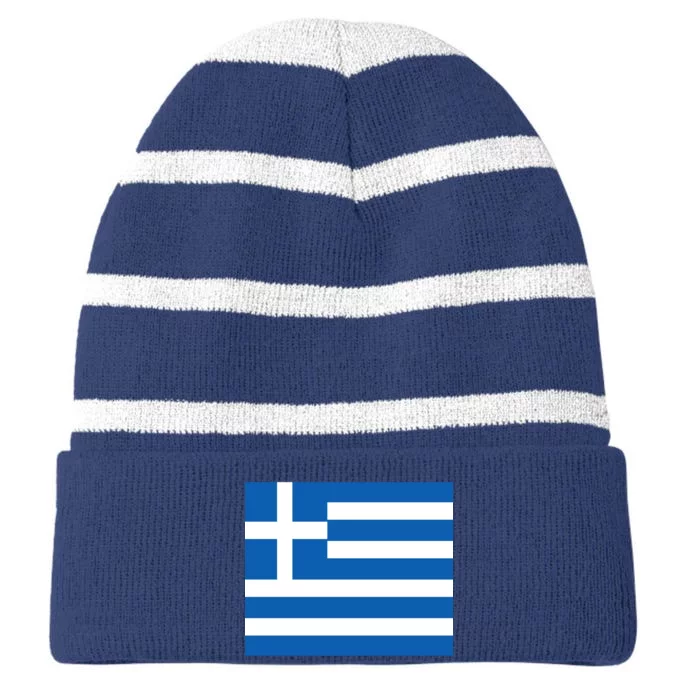 Flag of Greece Striped Beanie with Solid Band