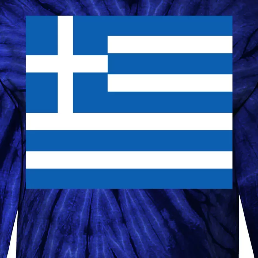 Flag of Greece Tie-Dye Long Sleeve Shirt