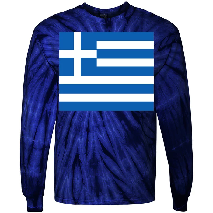 Flag of Greece Tie-Dye Long Sleeve Shirt