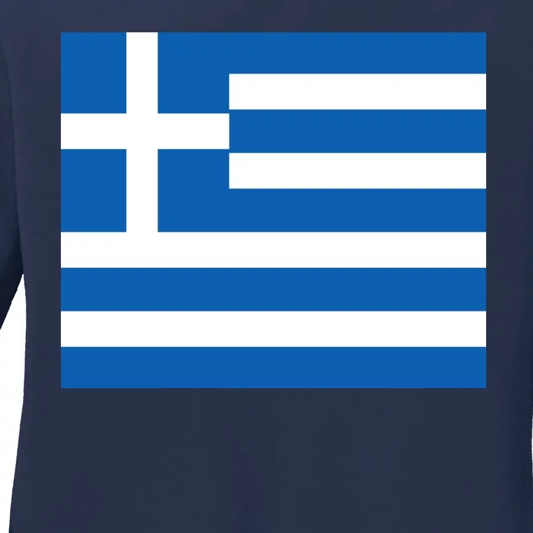 Flag of Greece Ladies Long Sleeve Shirt