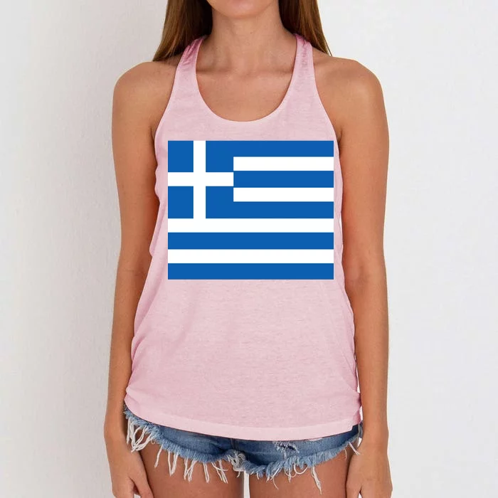 Flag of Greece Women's Knotted Racerback Tank