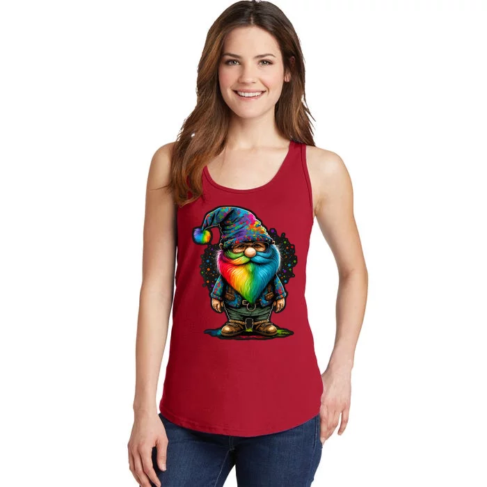 Far Out Groovy Hippie Gnome Cute Garden Gnome Ladies Essential Tank