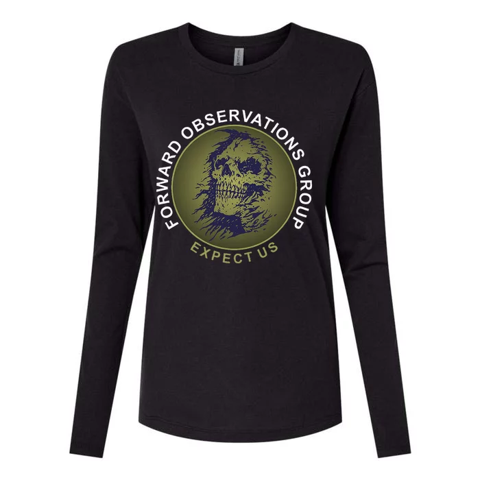 Forward Observations Group. Expect Us Skull Womens Cotton Relaxed Long Sleeve T-Shirt