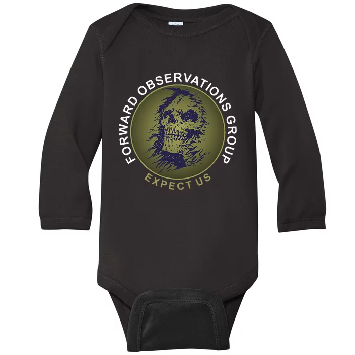 Forward Observations Group. Expect Us Skull Baby Long Sleeve Bodysuit