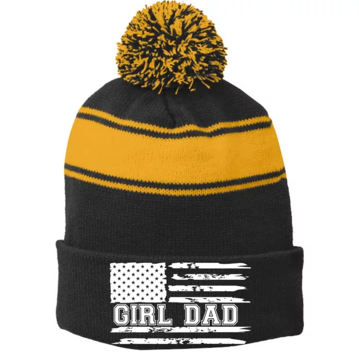 Father Of Girl_s Proud New Gir_l Dad Fathers Day Gift Men Stripe Pom Pom Beanie