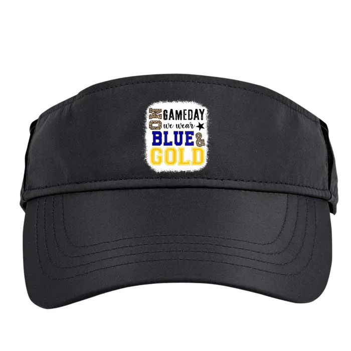 Funny On Game Day Football We Wear Gold And Blue Leopard Gift Adult Drive Performance Visor