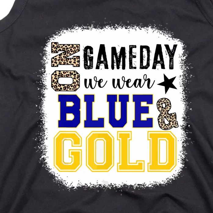 Funny On Game Day Football We Wear Gold And Blue Leopard Gift Tank Top