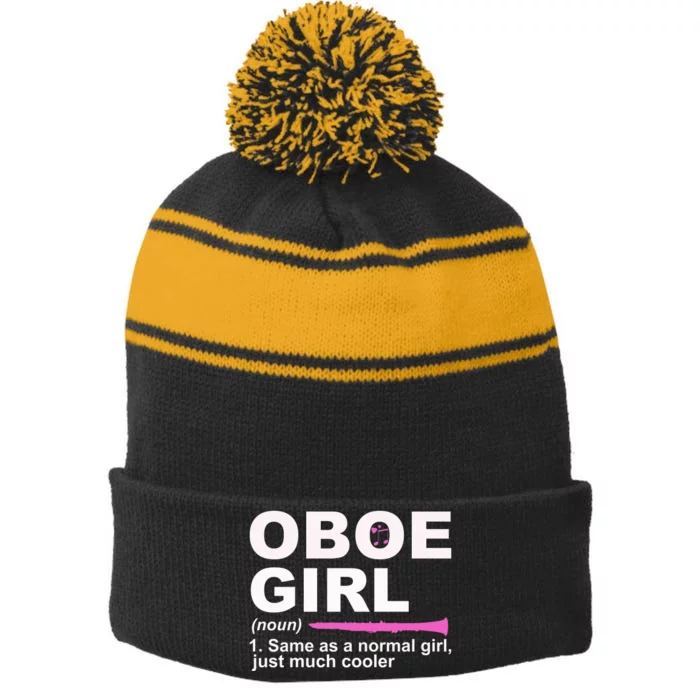 Funny Oboe Girl Definition Funny Oboe Stripe Pom Pom Beanie