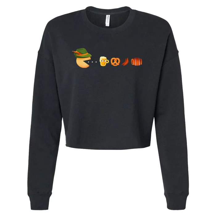 Funny Oktoberfest Gamer Beer Festival Gift Cropped Pullover Crew