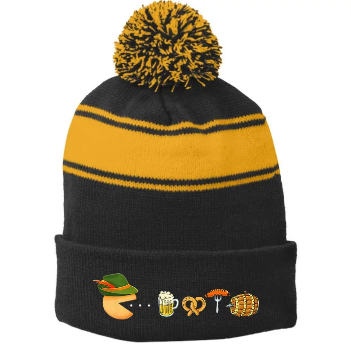 Funny Oktoberfest Gamer Beer Festival Stripe Pom Pom Beanie