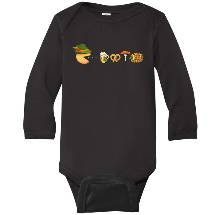 Funny Oktoberfest Gamer Beer Festival German Beer Drinking Baby Long Sleeve Bodysuit