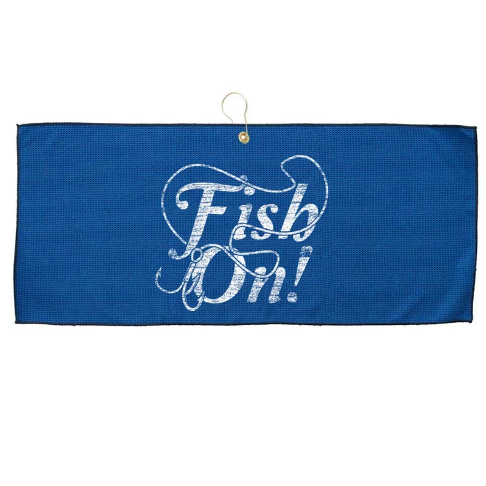 Fish On Gift Fisherman Fishing Large Microfiber Waffle Golf Towel