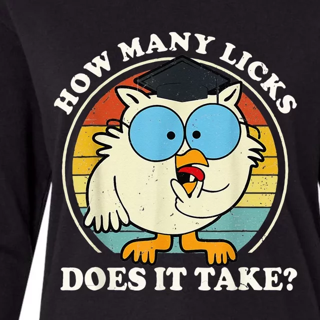 Funny Owl How Many Licks Does It Take Womens Cotton Relaxed Long Sleeve T-Shirt