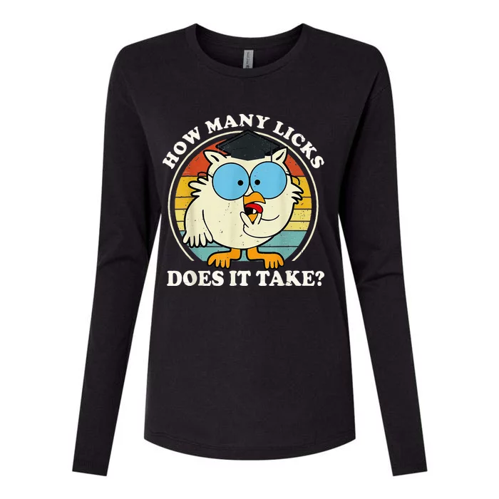 Funny Owl How Many Licks Does It Take Womens Cotton Relaxed Long Sleeve T-Shirt