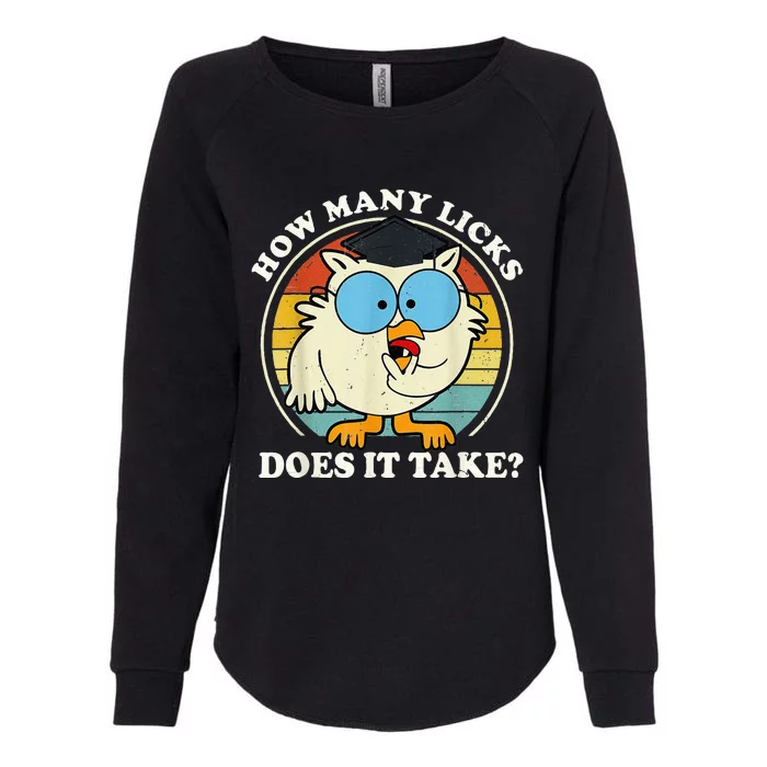 Funny Owl How Many Licks Does It Take Womens California Wash Sweatshirt