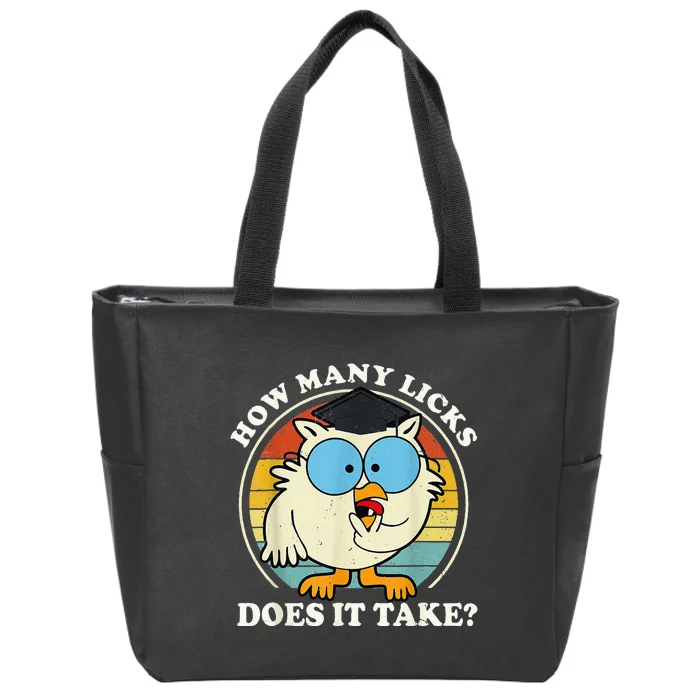 Funny Owl How Many Licks Does It Take Zip Tote Bag