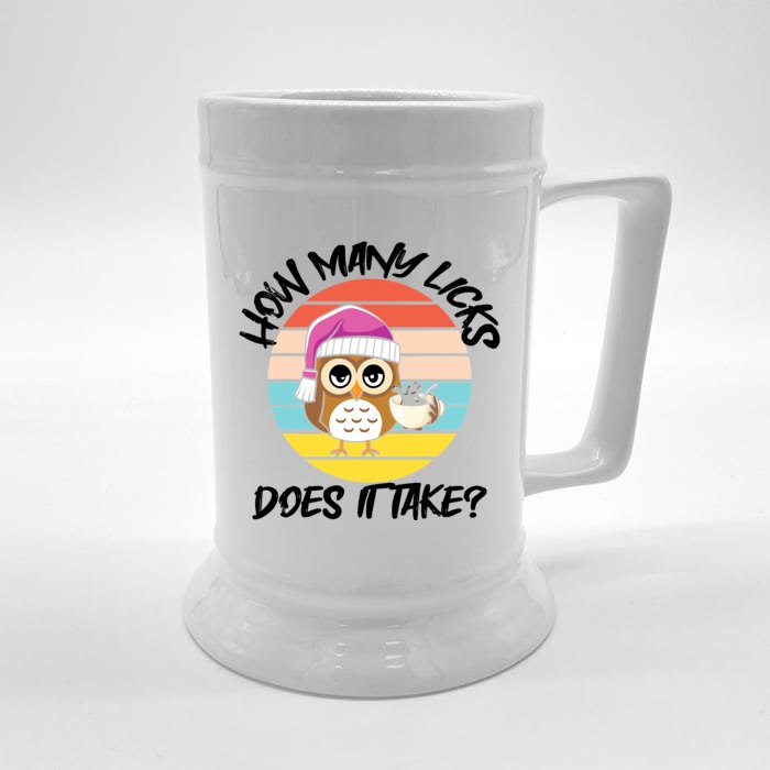 Funny Owl How Many Licks Does It Take Retro Vintage Front & Back Beer Stein