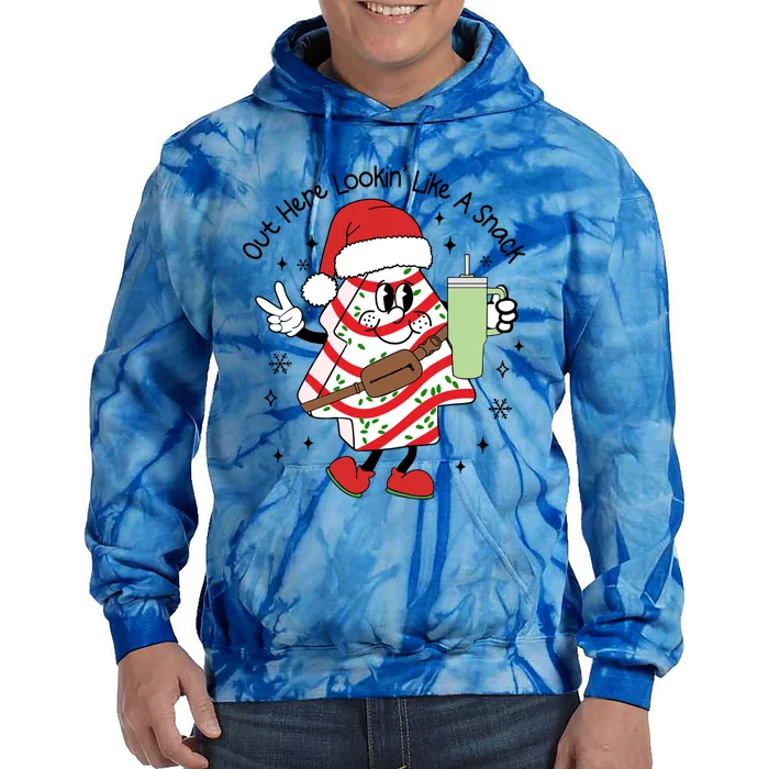 Funny Out Here Lookin Like A Snack Christmas Tree Cake Xmas Gift Tie Dye Hoodie