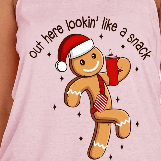 Funny Out Here Lookin Like A Snack Xmas Gift Women's Knotted Racerback Tank