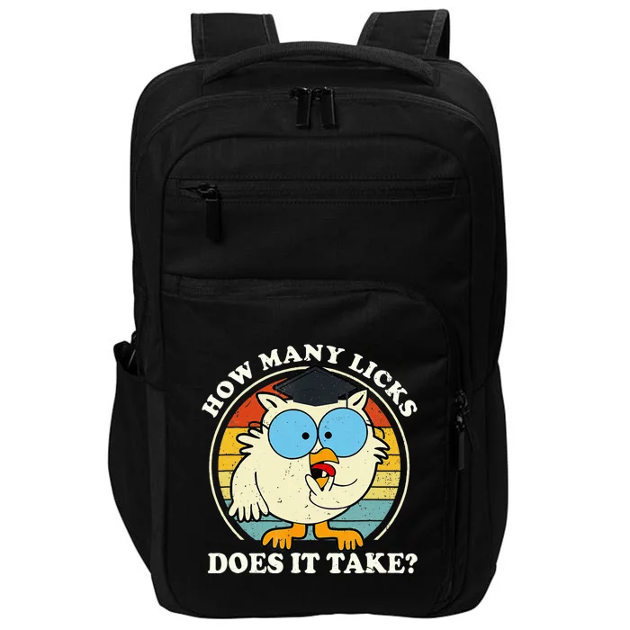 Funny Owl How Many Licks Does It Take Retro Vintage Impact Tech Backpack