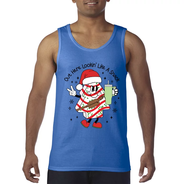 Funny Out Here Lookin Like A Snack Christmas Tree Cake Xmas Gift Tank Top