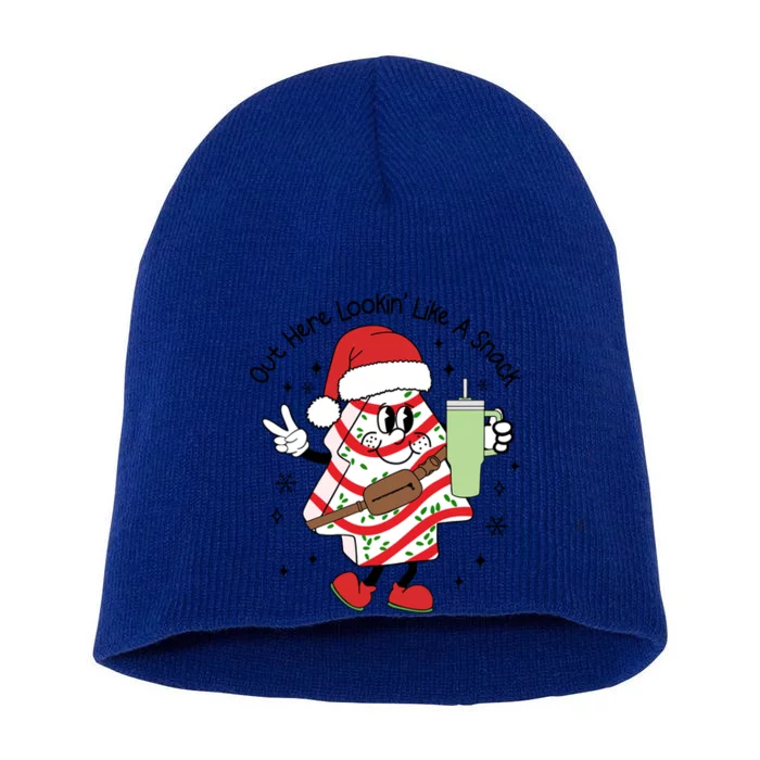 Funny Out Here Lookin Like A Snack Christmas Tree Cake Xmas Gift Short Acrylic Beanie