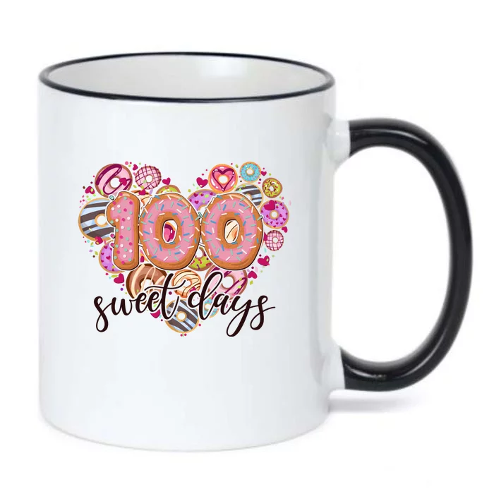 Funny One Hundred 100 Sweet Days Of School Donuts Black Color Changing Mug