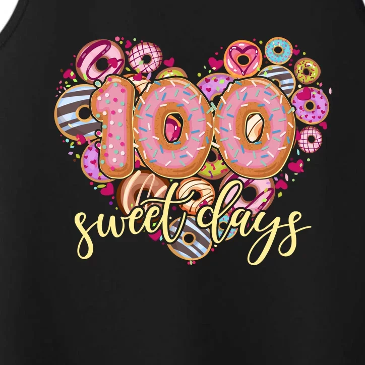 Funny One Hundred 100 Sweet Days Of School Donuts Performance Tank