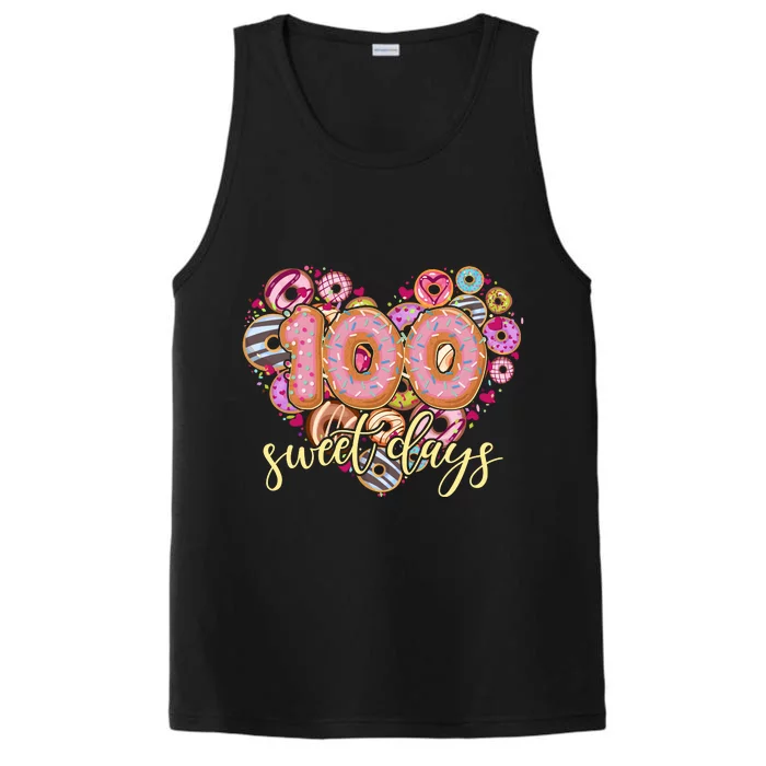 Funny One Hundred 100 Sweet Days Of School Donuts Performance Tank