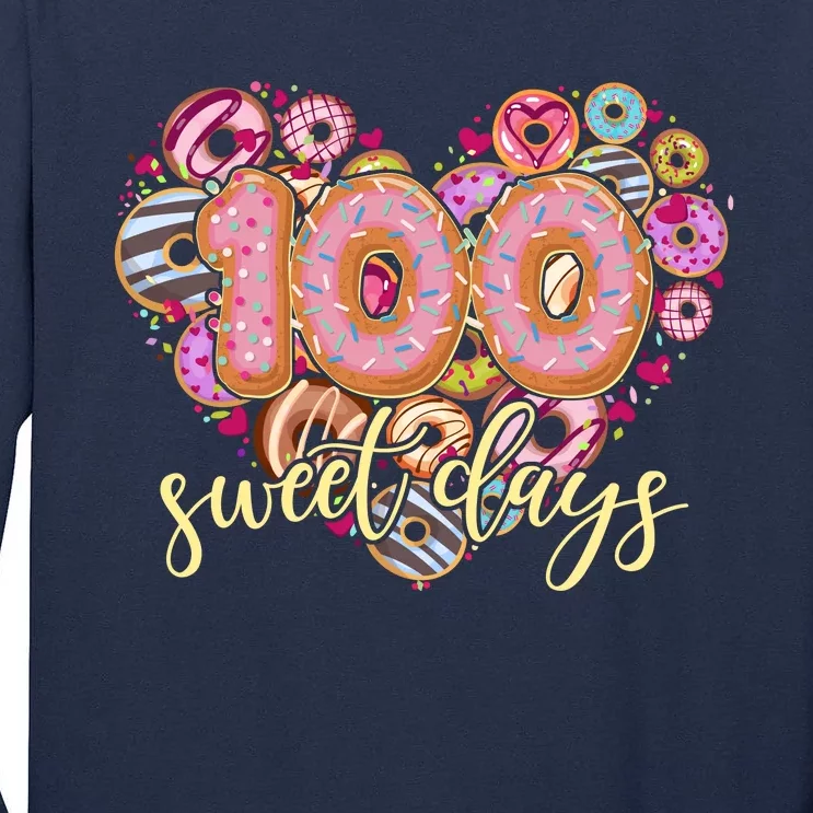 Funny One Hundred 100 Sweet Days Of School Donuts Tall Long Sleeve T-Shirt