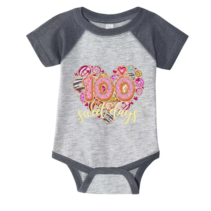 Funny One Hundred 100 Sweet Days Of School Donuts Infant Baby Jersey Bodysuit