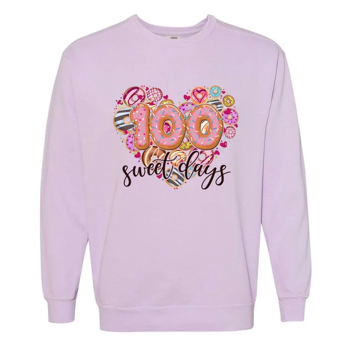 Funny One Hundred 100 Sweet Days Of School Donuts Garment-Dyed Sweatshirt