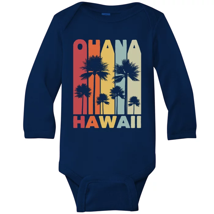 Family Ohana Hawaiian Retro Hawaii Tropical Summer Vacation Gift Baby Long Sleeve Bodysuit