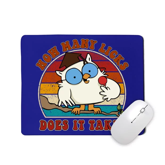 Funny Owl How Y Licks Does It Take Retro Vintage Gift Mousepad