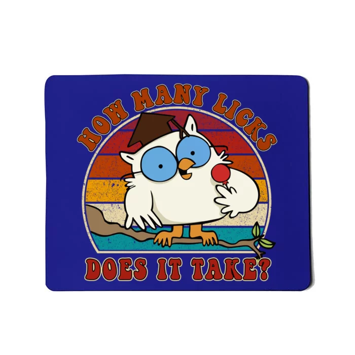 Funny Owl How Y Licks Does It Take Retro Vintage Gift Mousepad