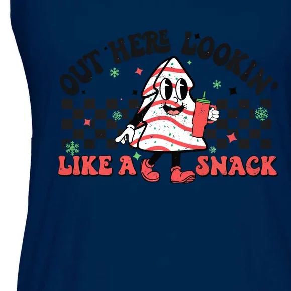 Funny Out Here Lookin Like A Snack Christmas Tree Cake Retro Cute Gift Ladies Essential Flowy Tank