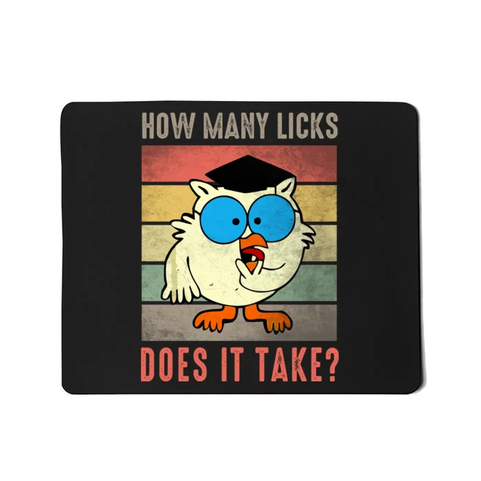 Funny Owl How Many Licks Does It Take Retro Vintage Mousepad