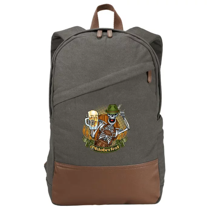 Funny Oktoberfest Halloween Skeleton Cotton Canvas Backpack