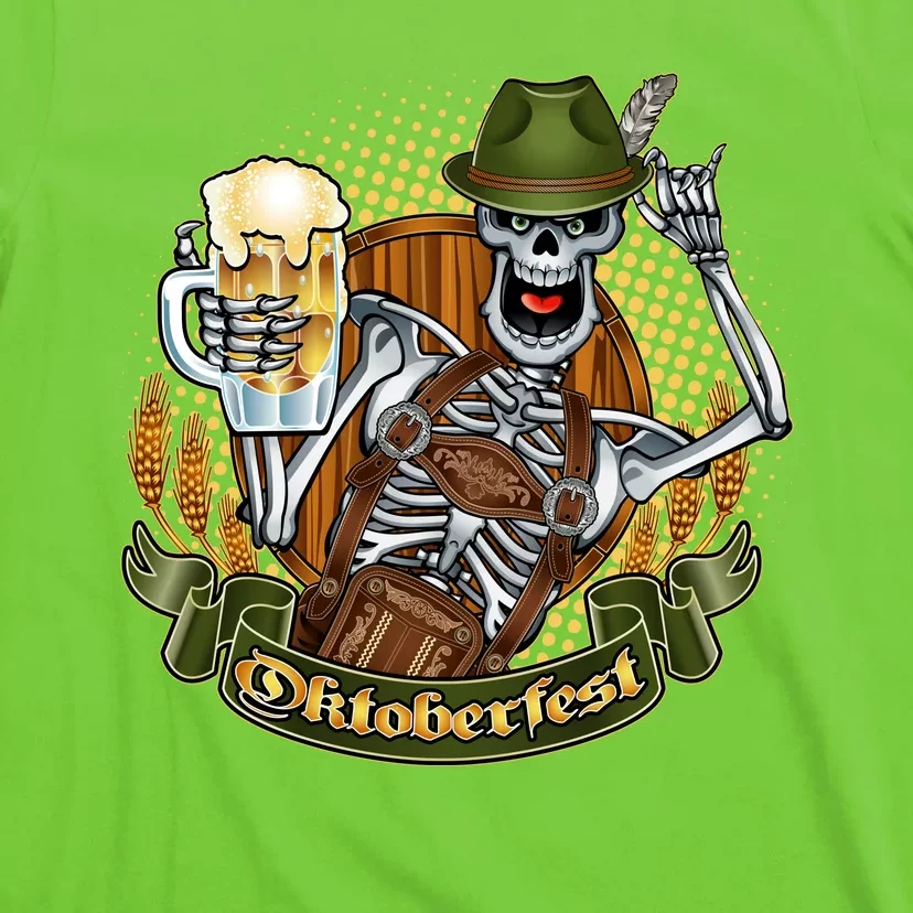 Funny Oktoberfest Halloween Skeleton T-Shirt