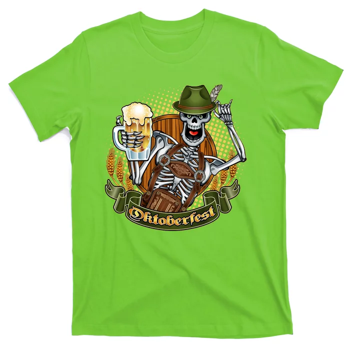 Funny Oktoberfest Halloween Skeleton T-Shirt