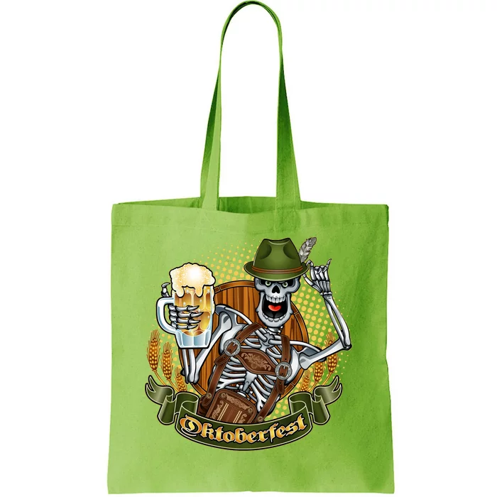 Funny Oktoberfest Halloween Skeleton Tote Bag