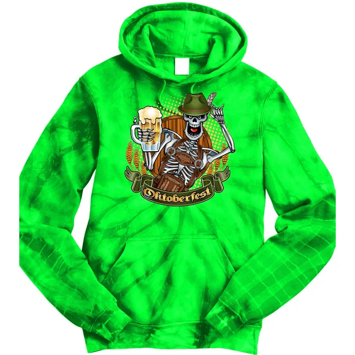 Funny Oktoberfest Halloween Skeleton Tie Dye Hoodie