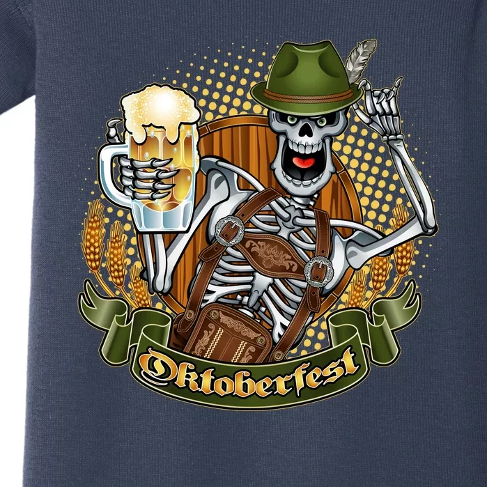 Funny Oktoberfest Halloween Skeleton Baby Bodysuit