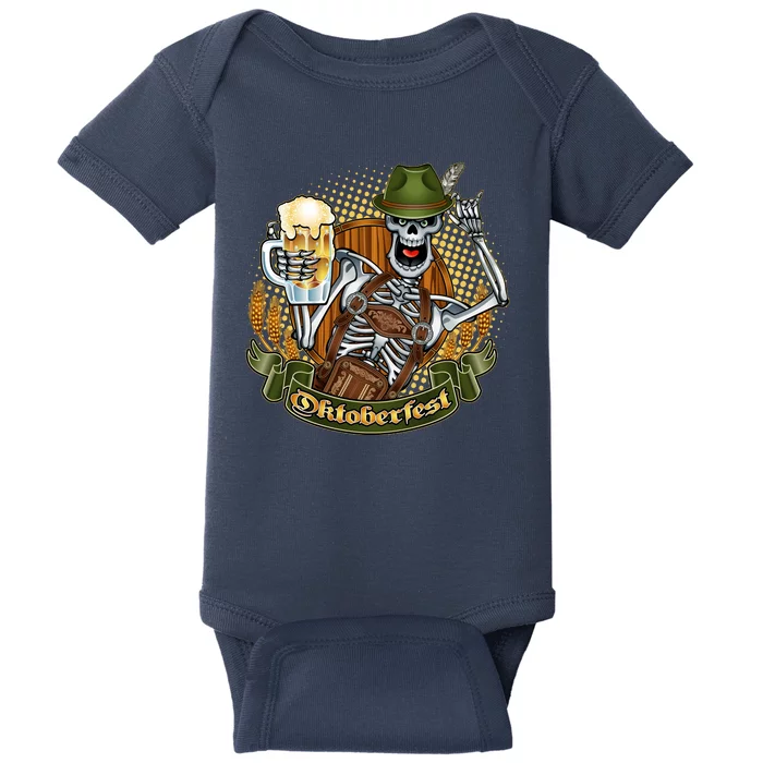 Funny Oktoberfest Halloween Skeleton Baby Bodysuit