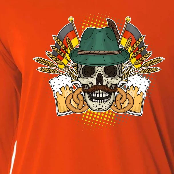 Funny Oktoberfest Halloween Skull Cooling Performance Long Sleeve Crew