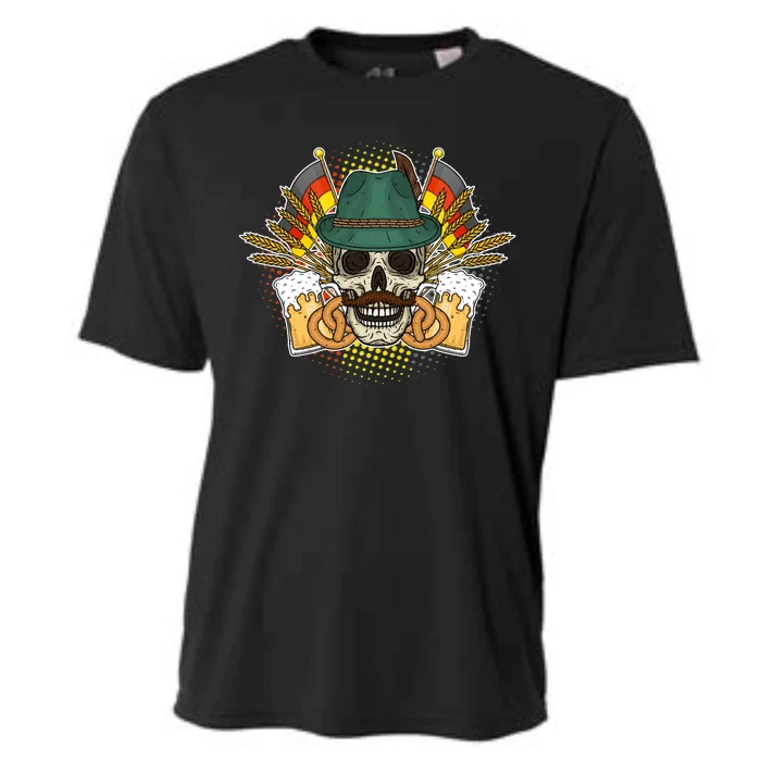 Funny Oktoberfest Halloween Skull Cooling Performance Crew T-Shirt