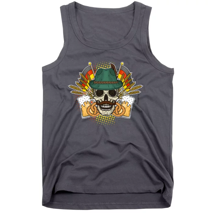 Funny Oktoberfest Halloween Skull Tank Top