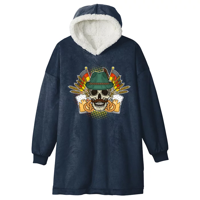 Funny Oktoberfest Halloween Skull Hooded Wearable Blanket