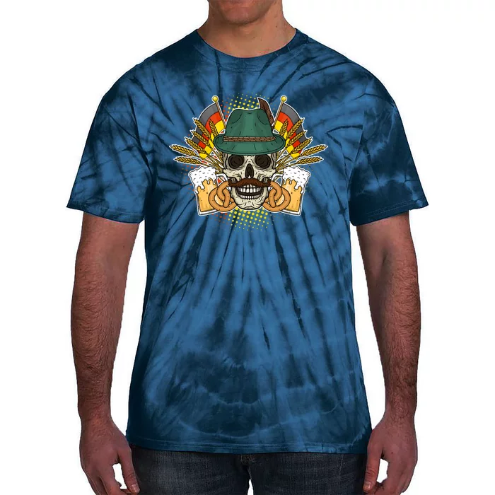 Funny Oktoberfest Halloween Skull Tie-Dye T-Shirt